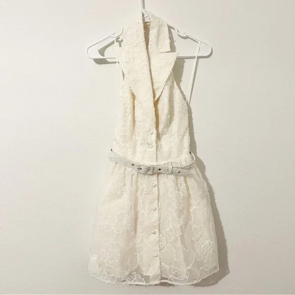 NWT Dress The Population Saxon X Lace Collared Dress White Anthropologie Small - Picture 2 of 8